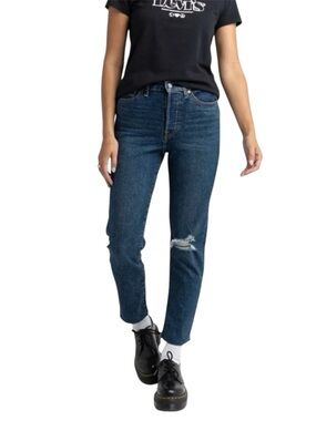 LEVI'S Wedgie Fit Straight Womens Jeans Size 25 Medium Destructed